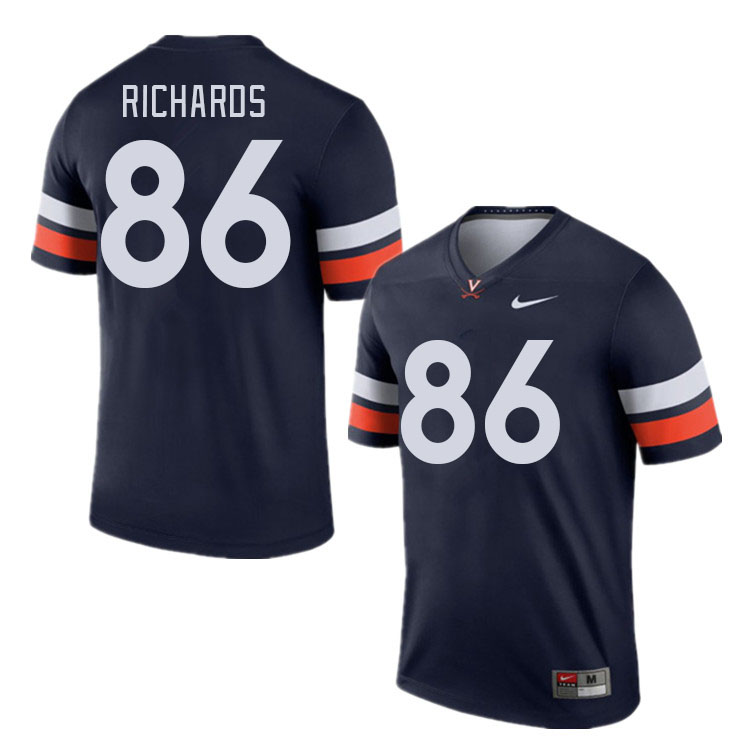 Men #86 Claiborne Richards Virginia Cavaliers College Football Jerseys Stitched Sale-Navy